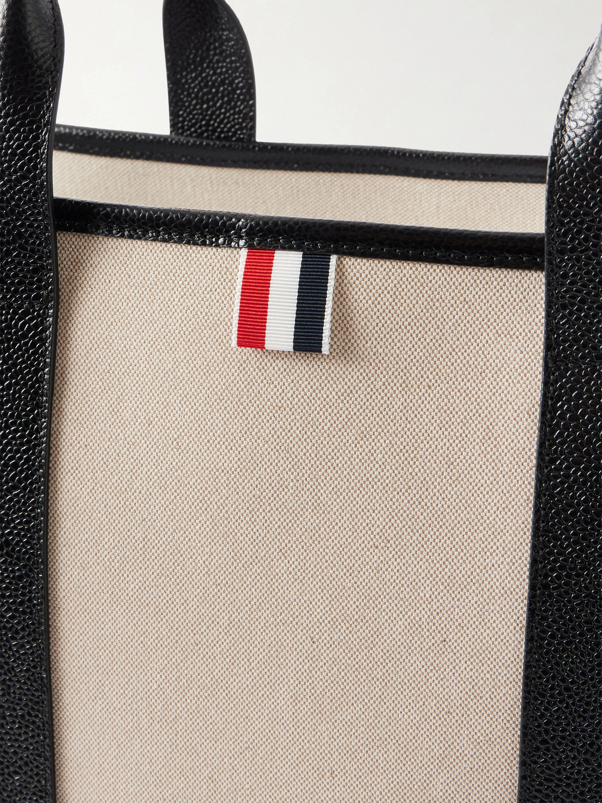 Tool Leather And Grosgrain-Trimmed Canvas Tote
