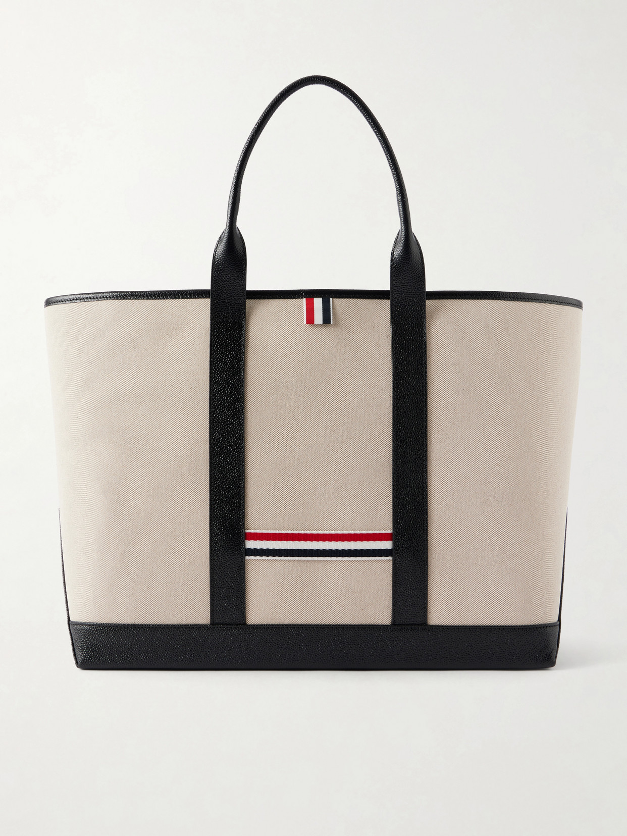 Thom Browne Tool Leather And Grosgrain-trimmed Canvas Tote In Pattern