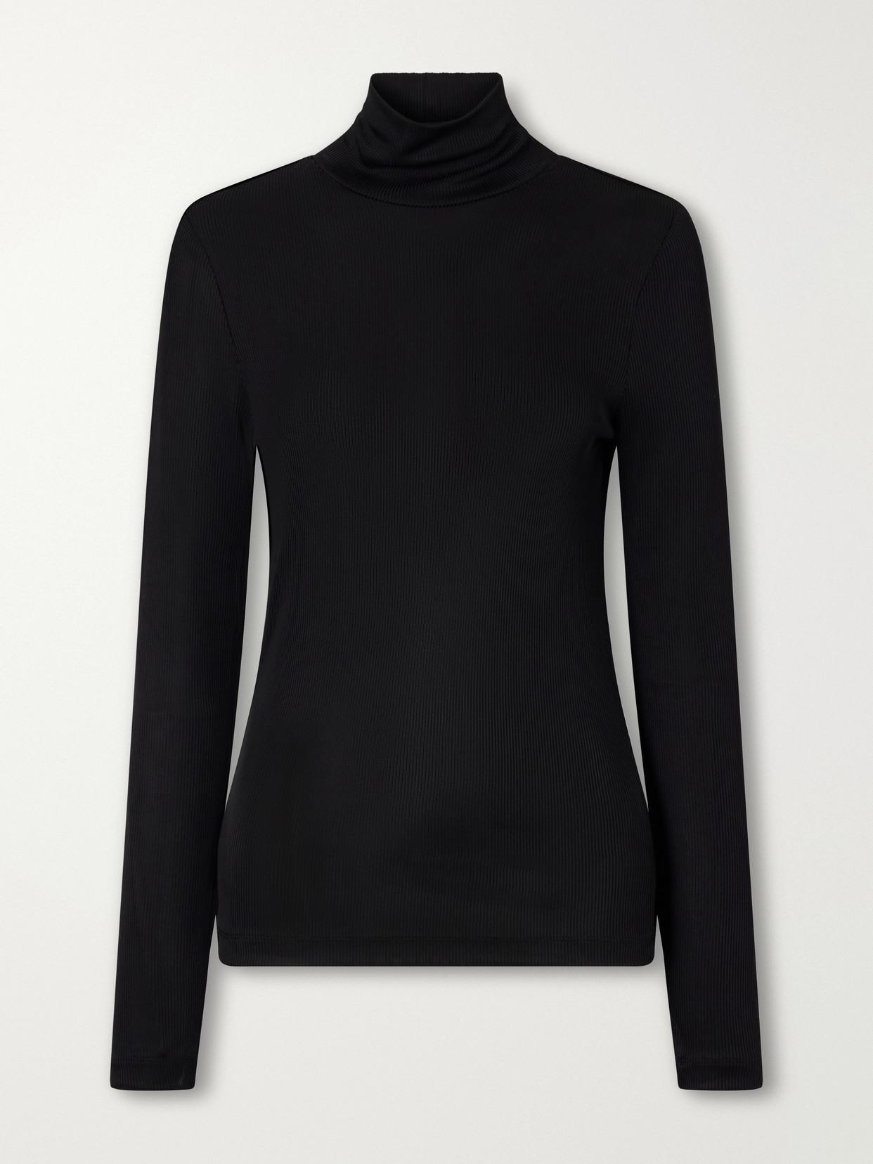 Agolde Delphi Ribbed Stretch T-shirt In Black