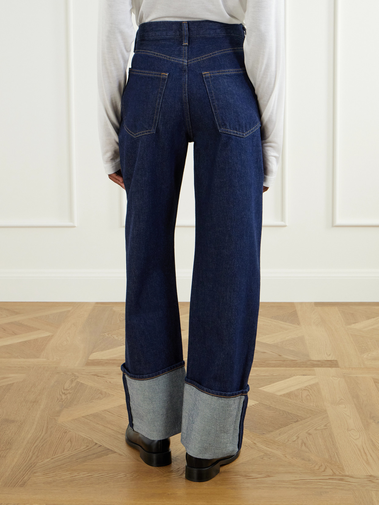 Big Cuff Mid-Rise Straight-Leg Jeans