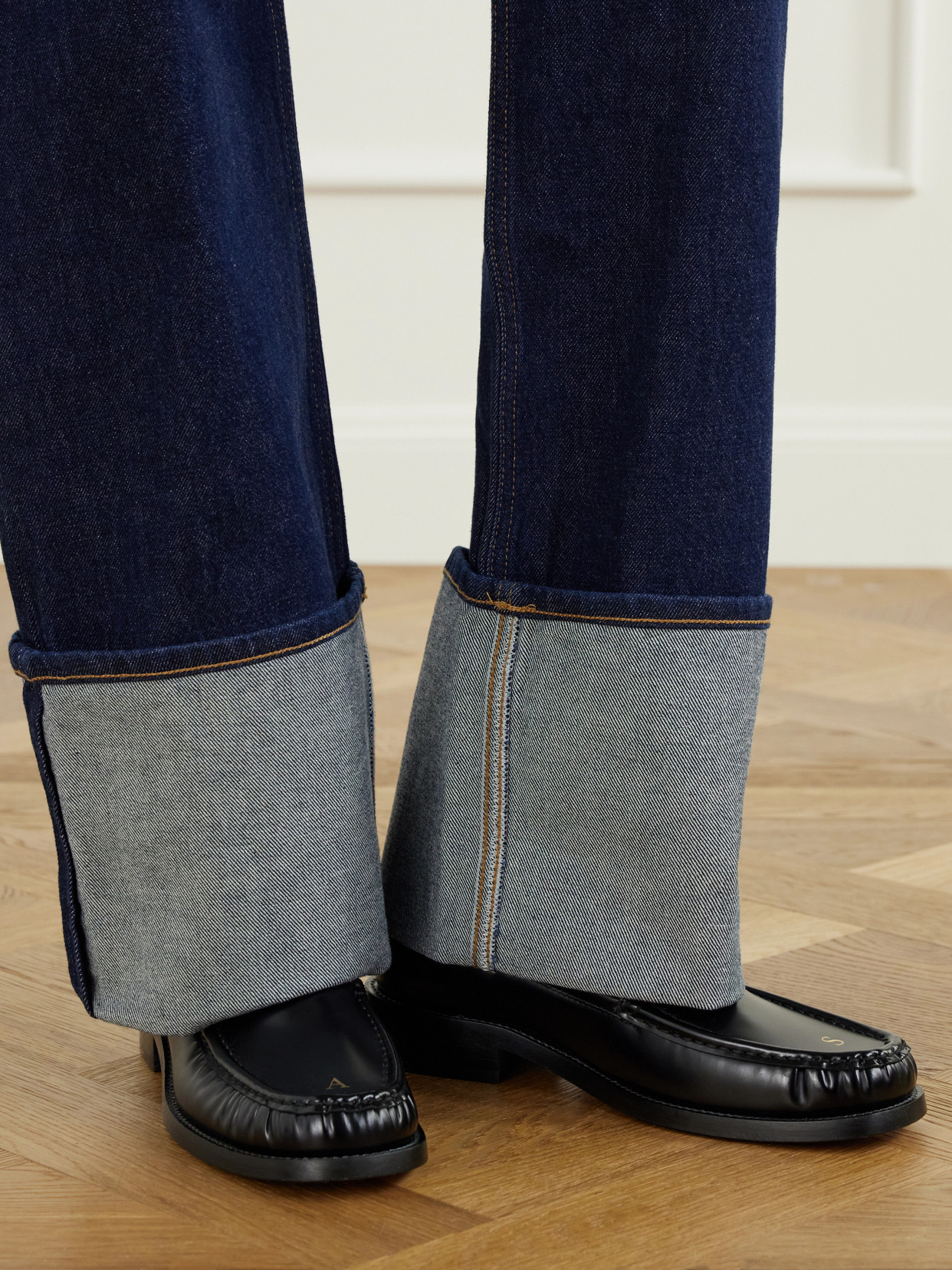 Big Cuff Mid-Rise Straight-Leg Jeans
