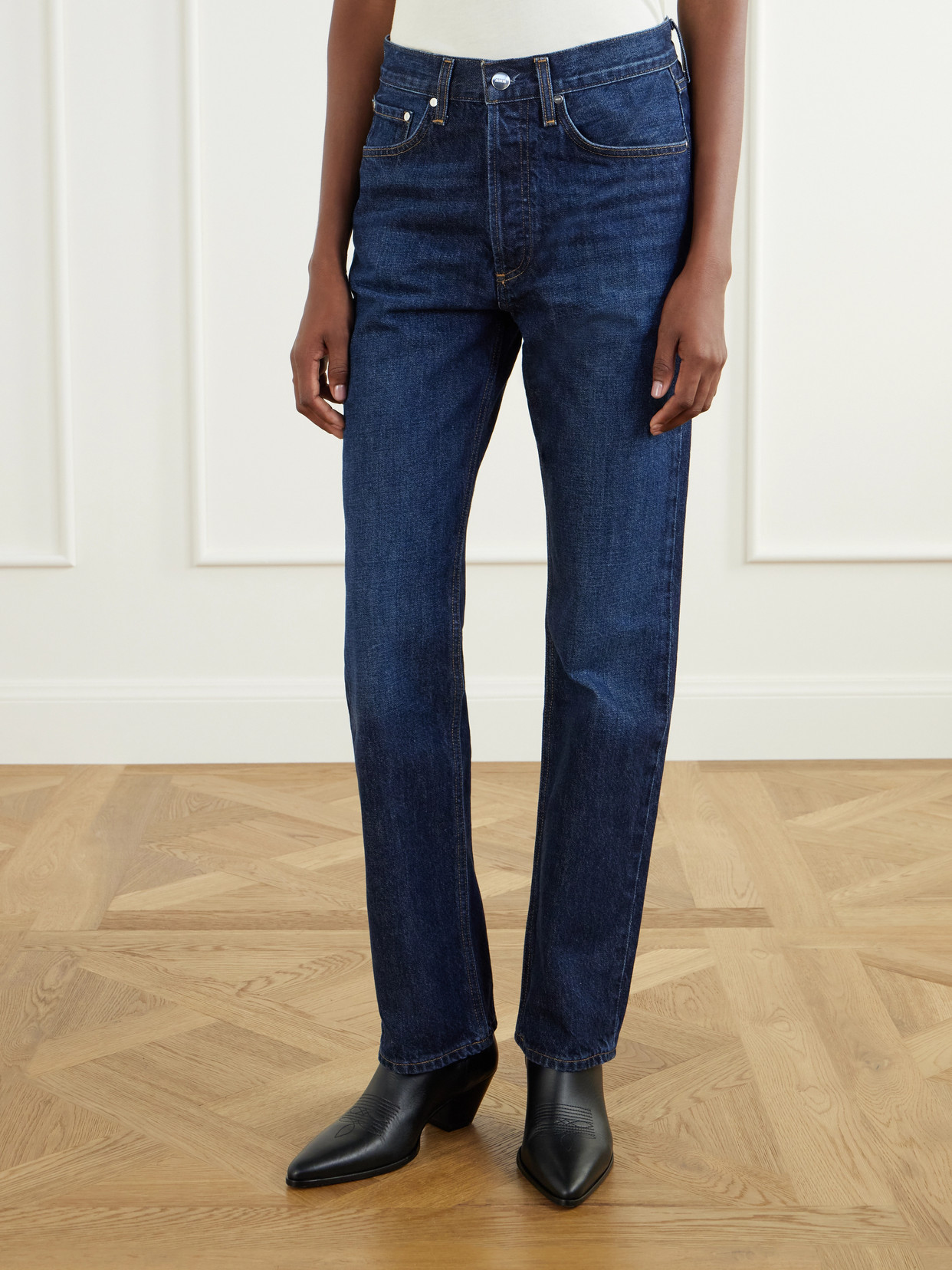 Lana Mid-Rise Straight-Leg Jeans