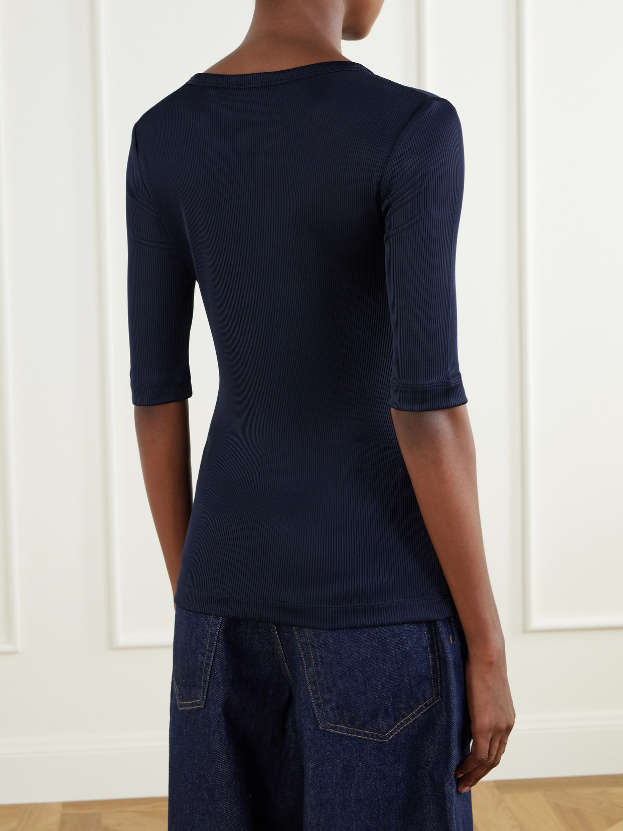 Saige Ribbed Stretch-Jersey T-Shirt