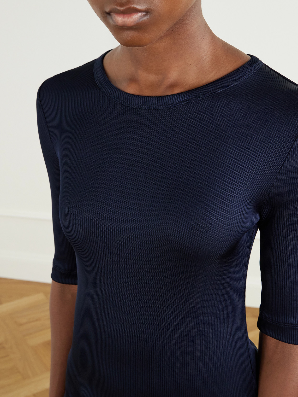 Saige Ribbed Stretch-Jersey T-Shirt
