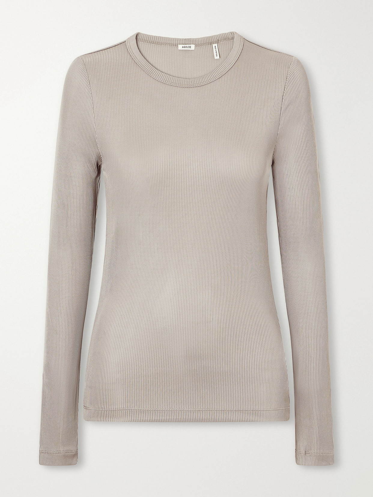 Agolde Delphi Ribbed Stretch T-shirt In Brown
