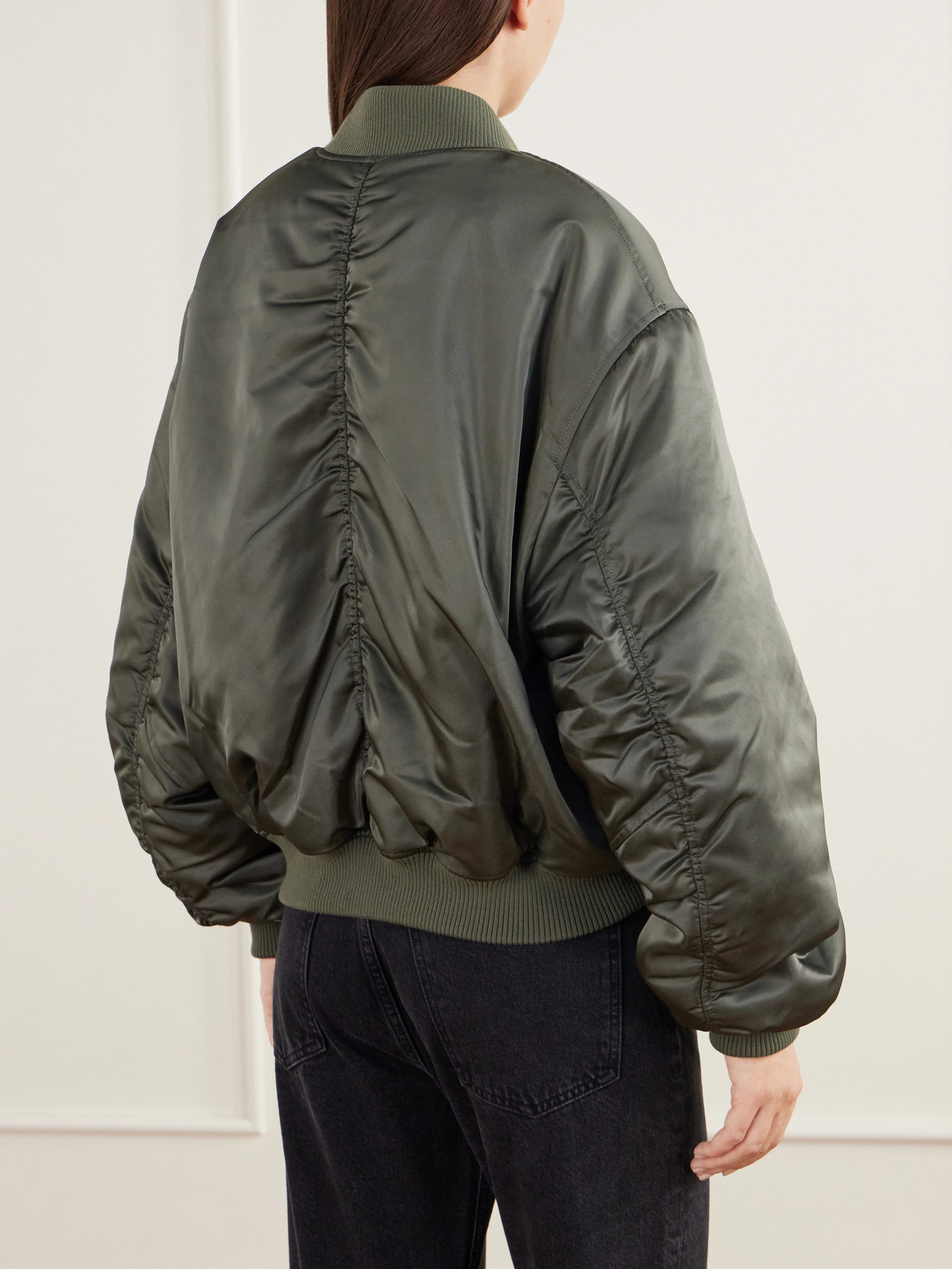 Frankie Reversible Plush And Satin Shell Bomber Jacket