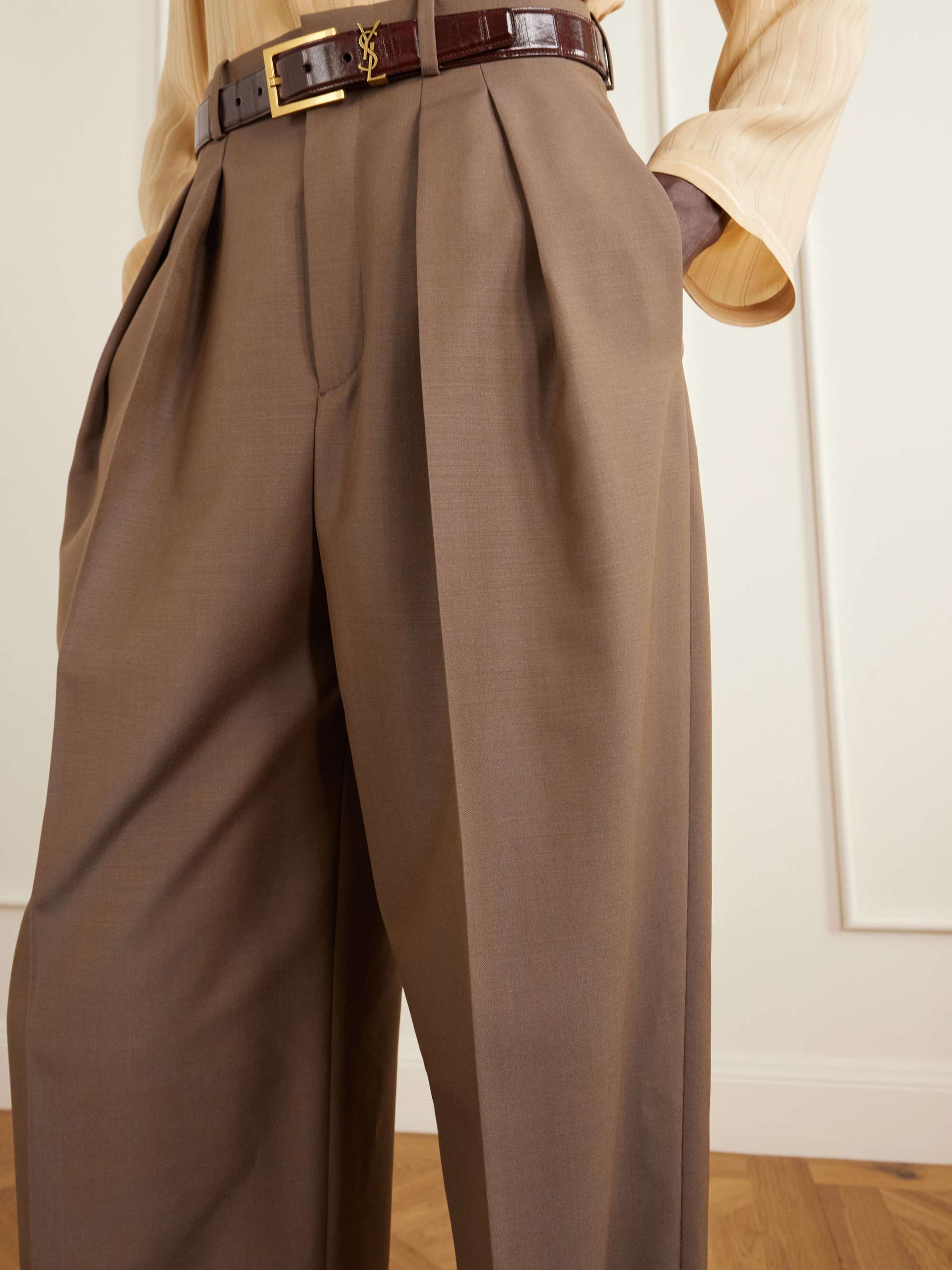 SAINT LAURENT Straight-leg wool-blend pants | NET-A-PORTER SAINT LAURENT Straight-leg wool-blend pants | NET-A-PORTER