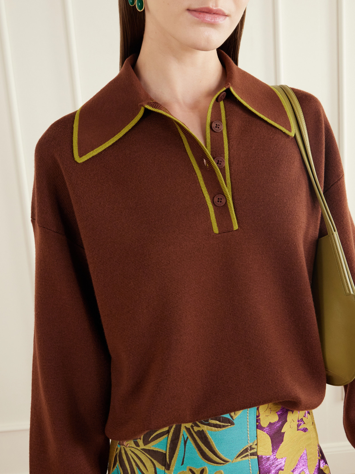 Alémais - Rosette Merino Wool-Piqué Polo Sweater