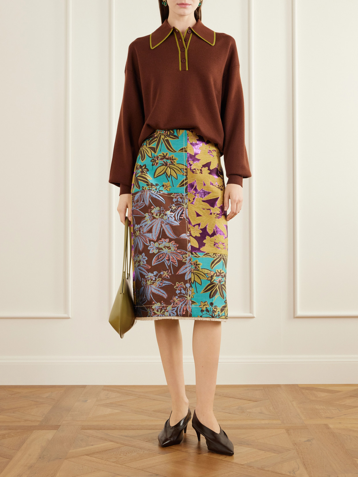 Alémais - Bodie Frayed Patchwork Floral-Jacquard Midi