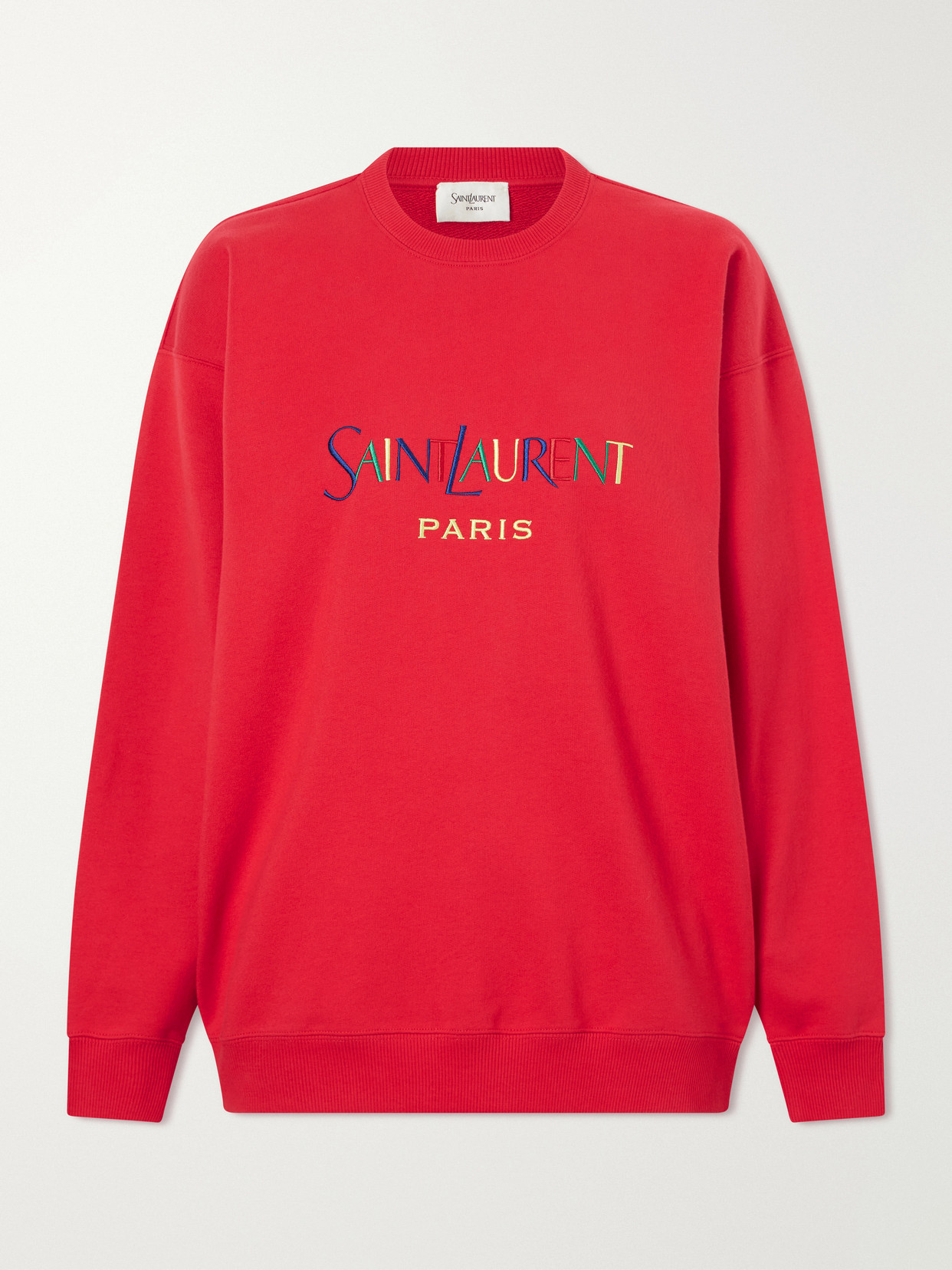 SAINT LAURENT - Logo-embroidered Cotton-fleece Sweatshirt - small