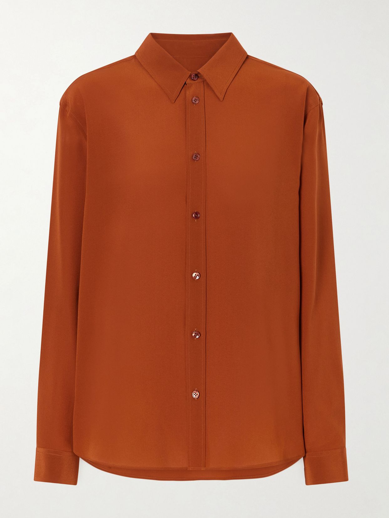logo embroidered silk crepe blouse