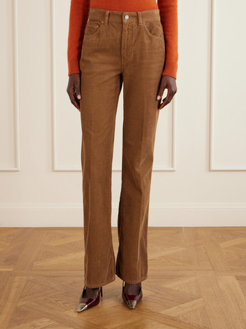 Saint Laurent Cotton-corduroy high-rise flared pants