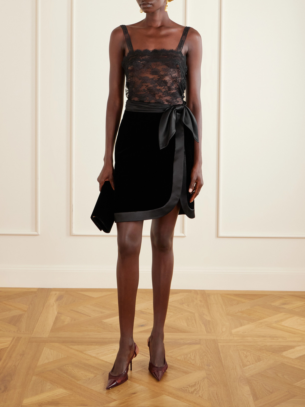 Silk-Trimmed Velvet Midi