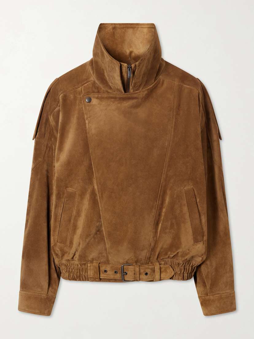Saint Laurent Paneled Suede Bomber Jacket