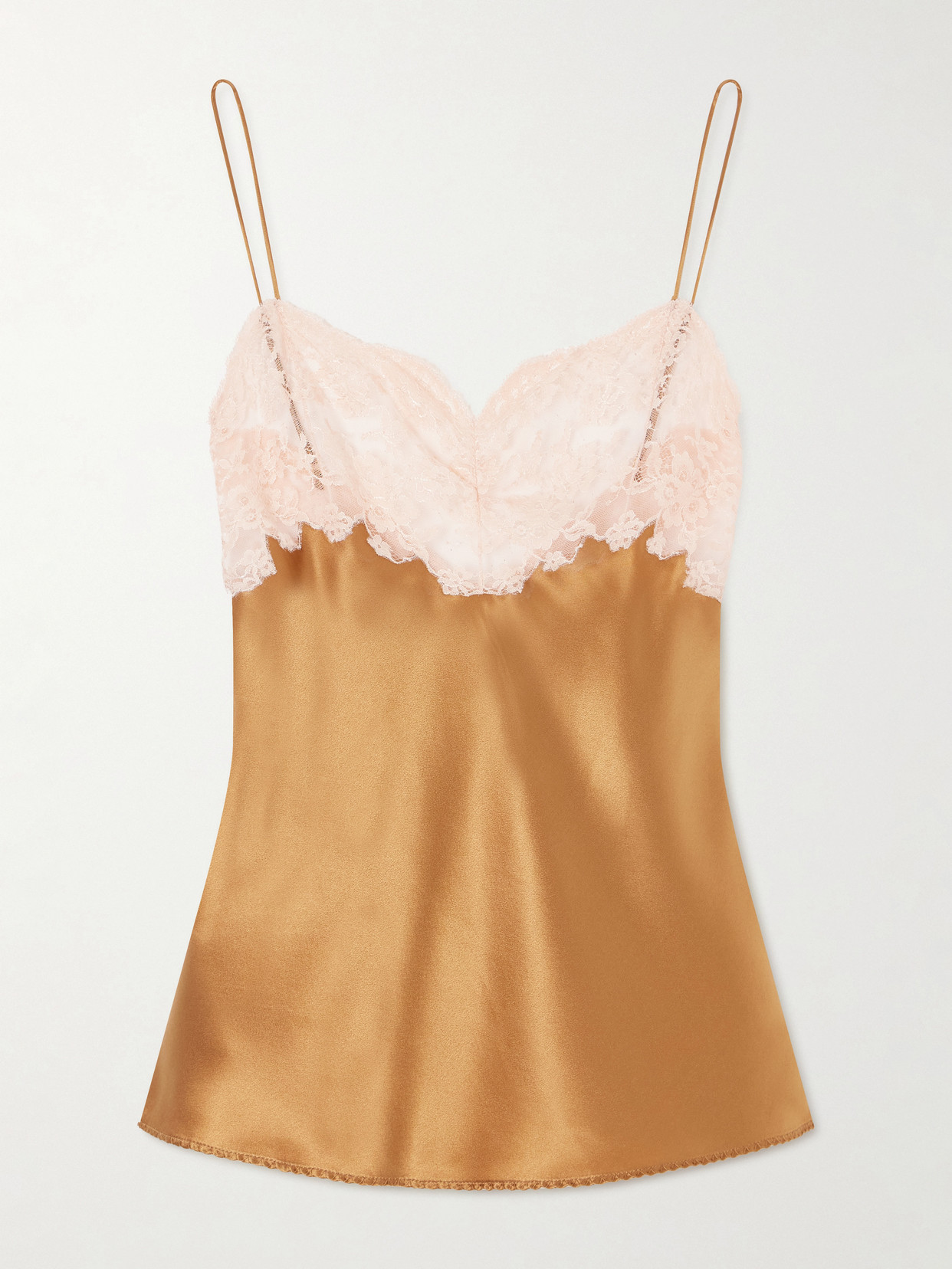 SAINT LAURENT - Lace-trimmed Silk-satin Camisole - Yellow