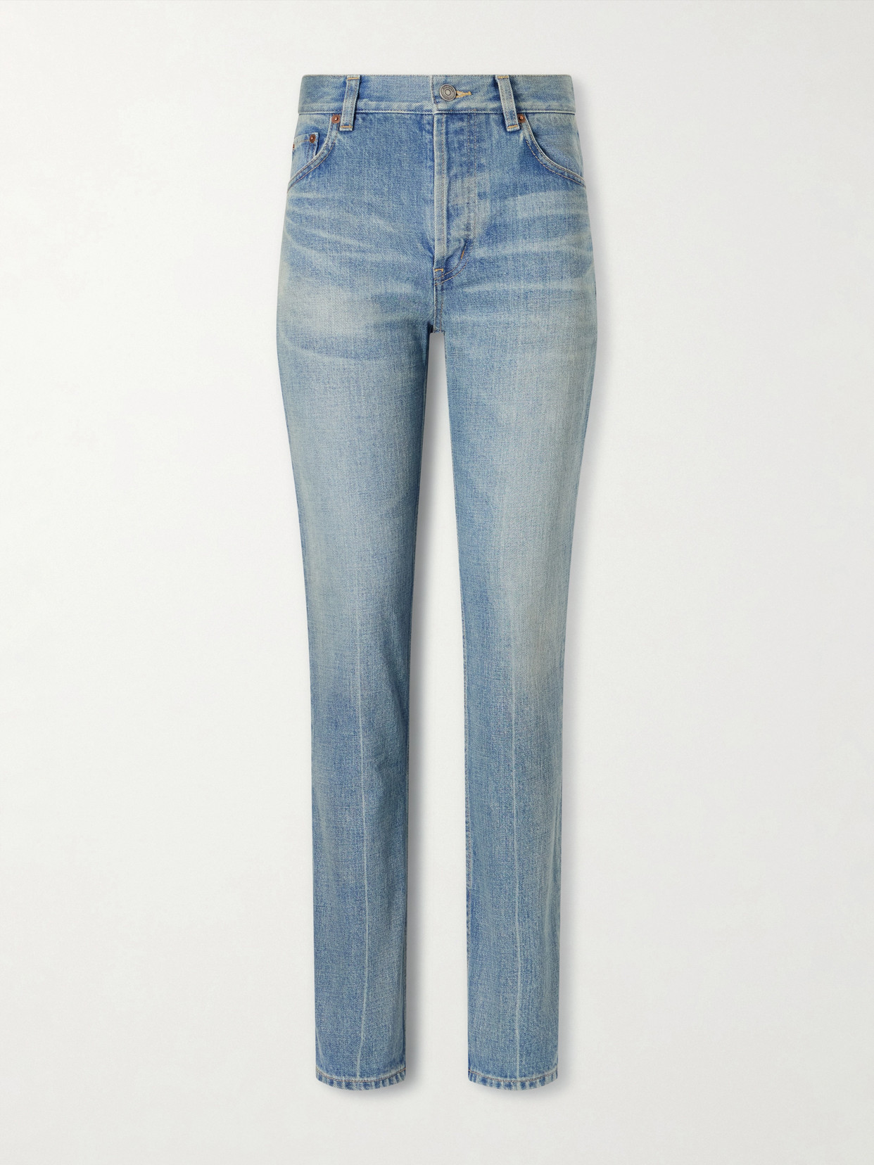 SAINT LAURENT - High-rise Straight-leg Jeans - Blue