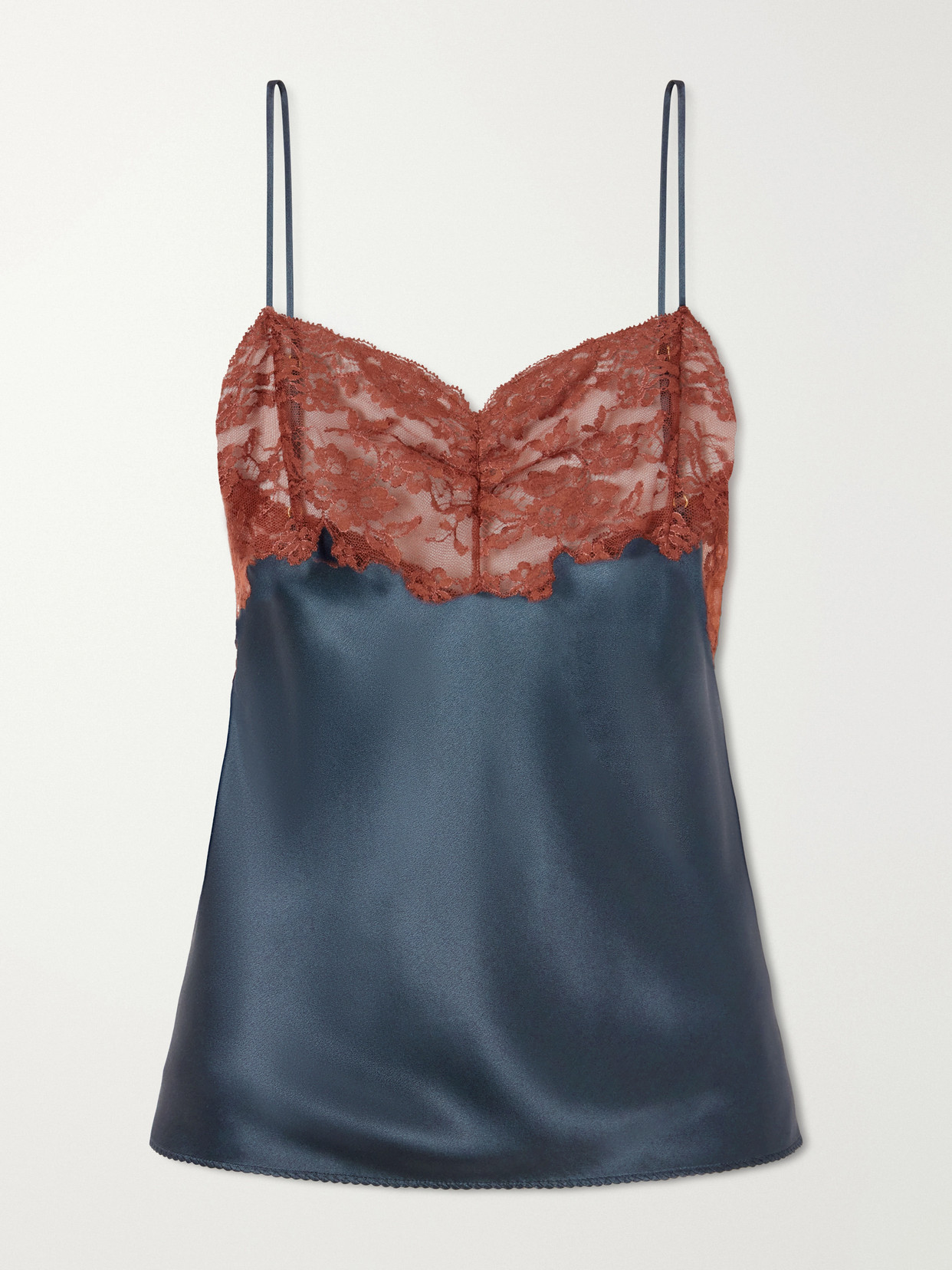 SAINT LAURENT - Lace-trimmed Silk-satin Camisole - Gray