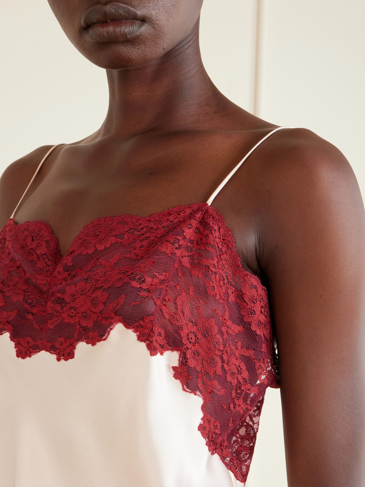 Lace-Trimmed Silk-Satin Camisole