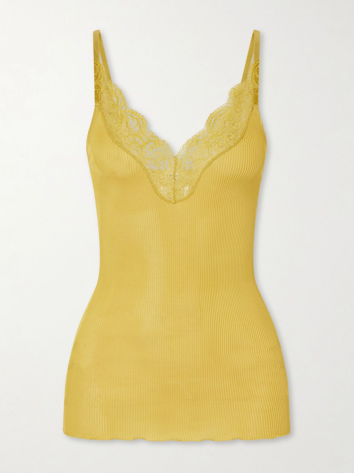 lace trimmed ribbed silk jersey tank