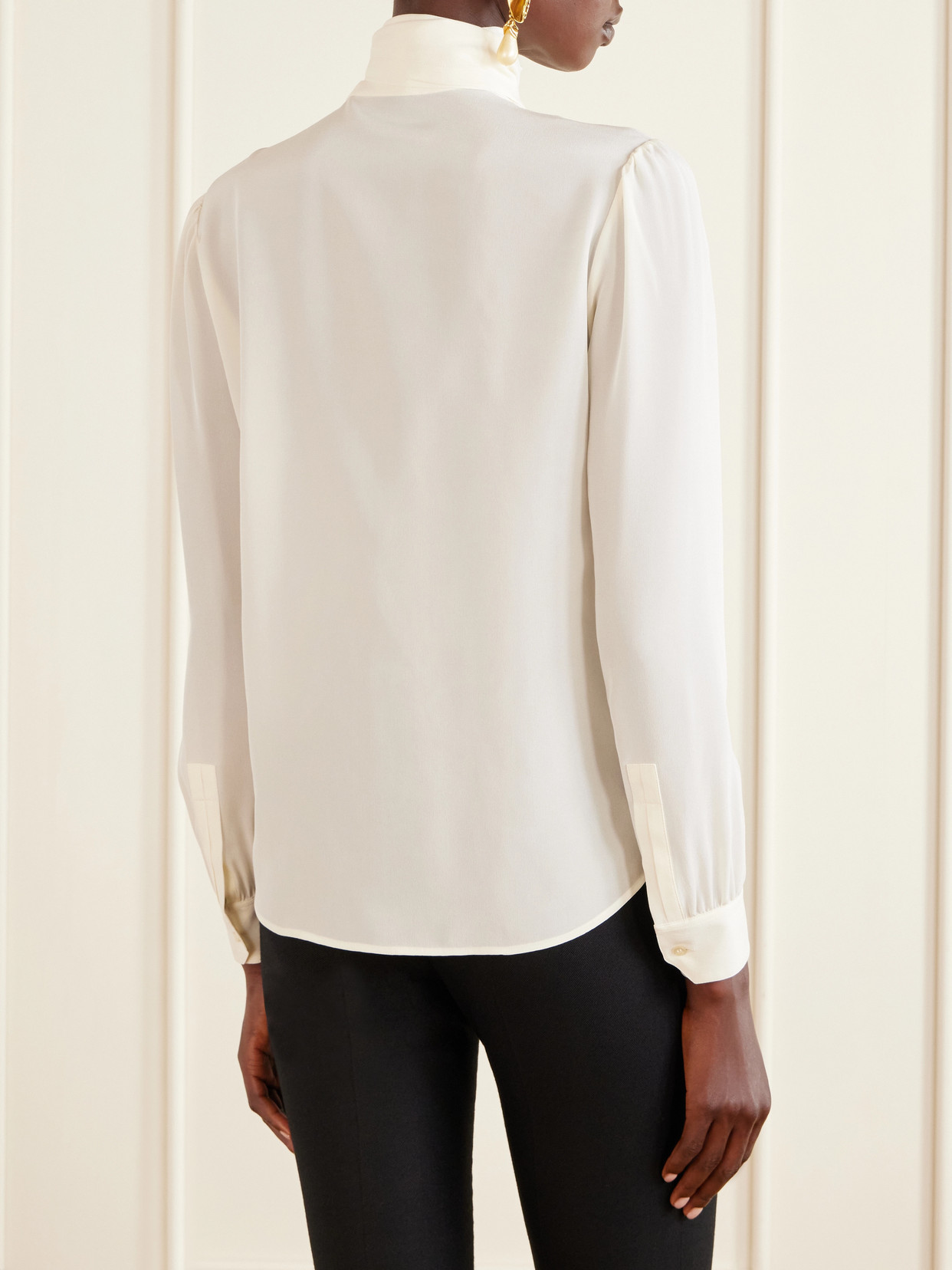 Tie-Detailed Silk Crepe De Chine Blouse