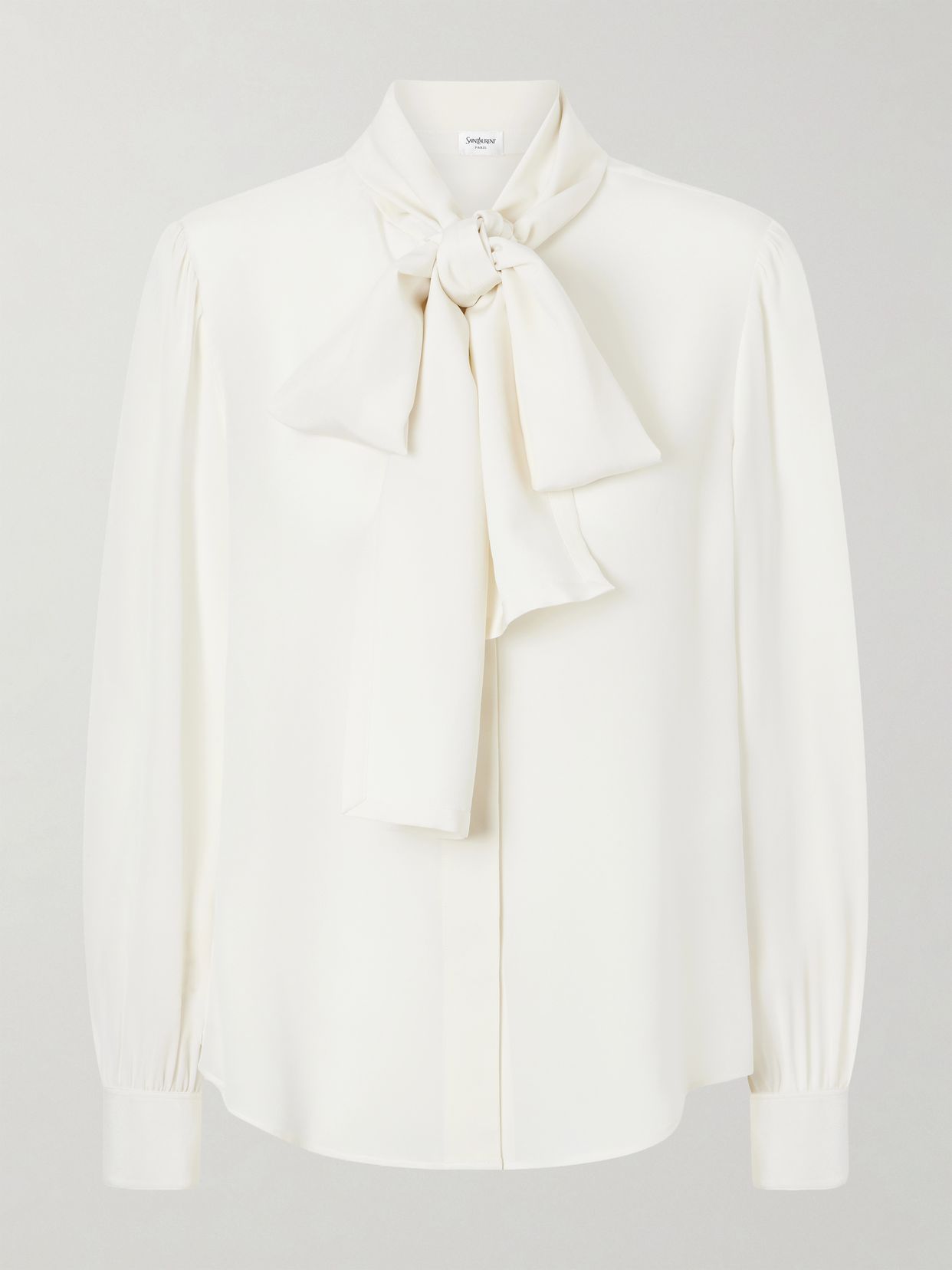 Tie-detailed silk crepe de chine blouse