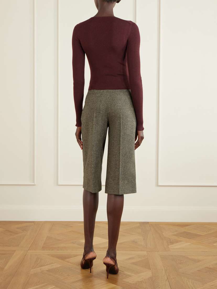 Saint Laurent Ribbed Cashmere, Wool And Silk-blend T-shirt | Thumbnail 4
