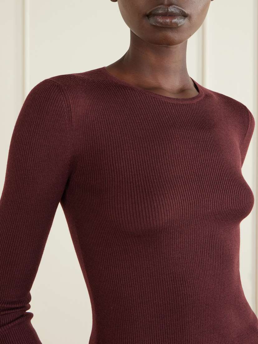 Saint Laurent Ribbed Cashmere, Wool And Silk-blend T-shirt | Thumbnail 5