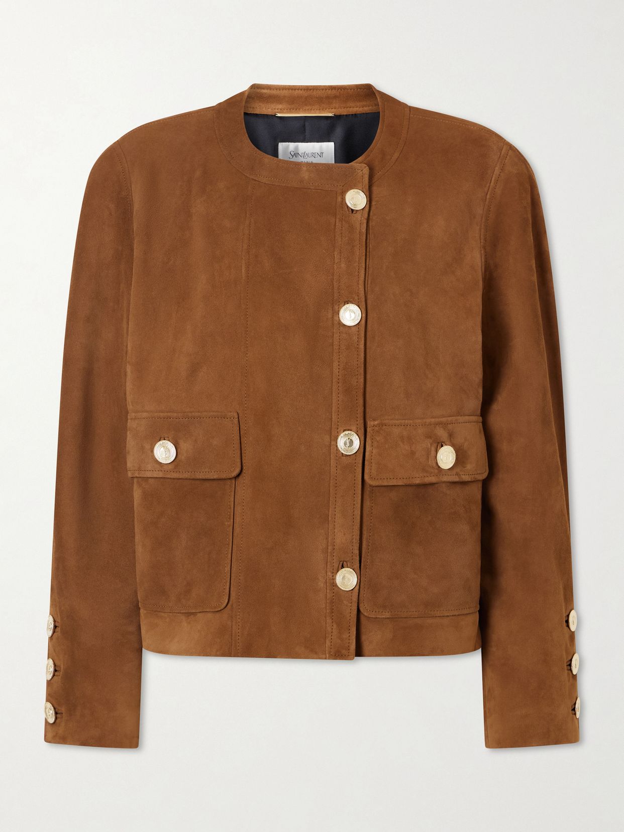 paneled suede jacket