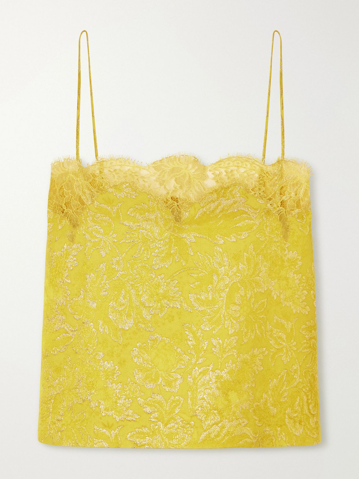 lace trimmed metallic brocade cami