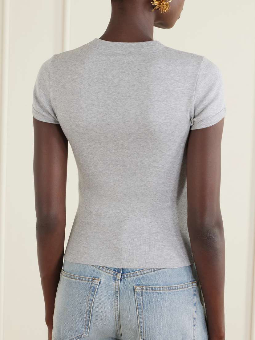 Saint Laurent Cropped Jersey T-shirt | Thumbnail 4