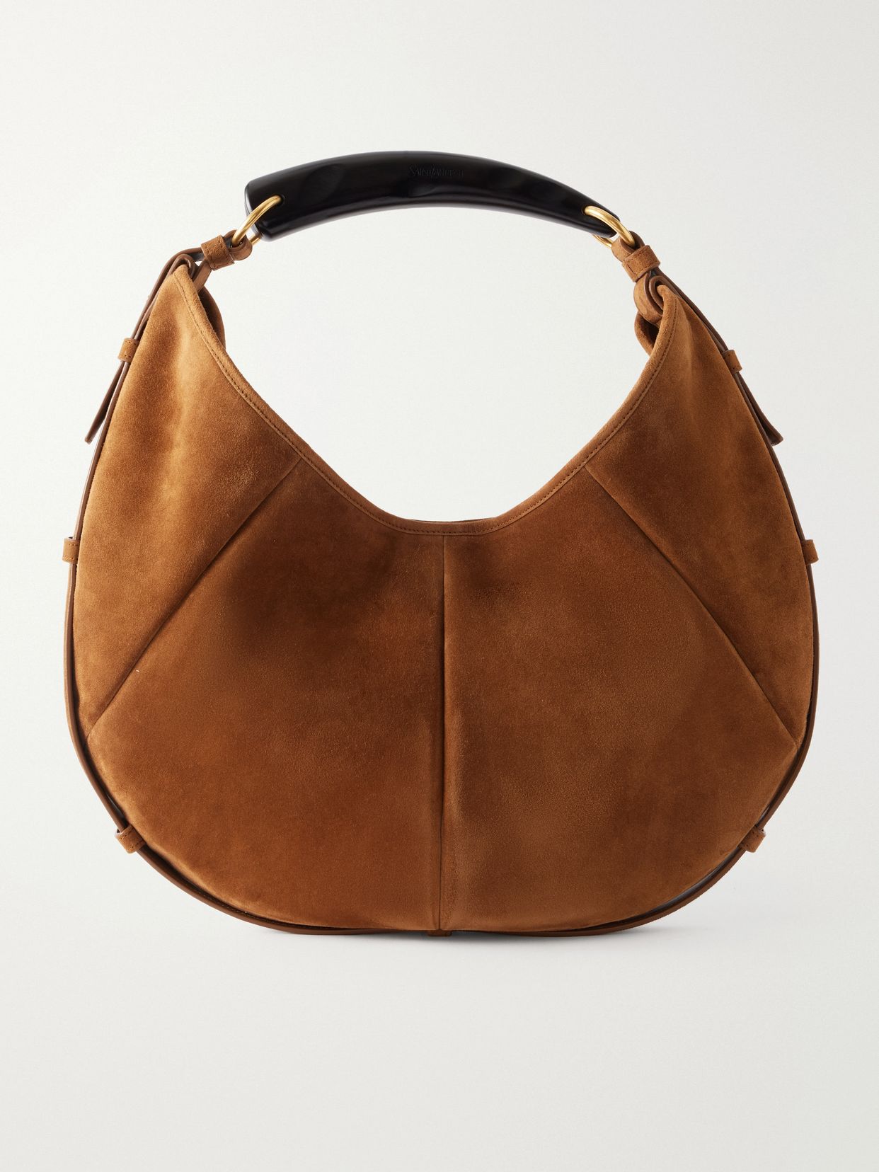 Mombasa Paneled Leather Trimmed Suede Shoulder Bag