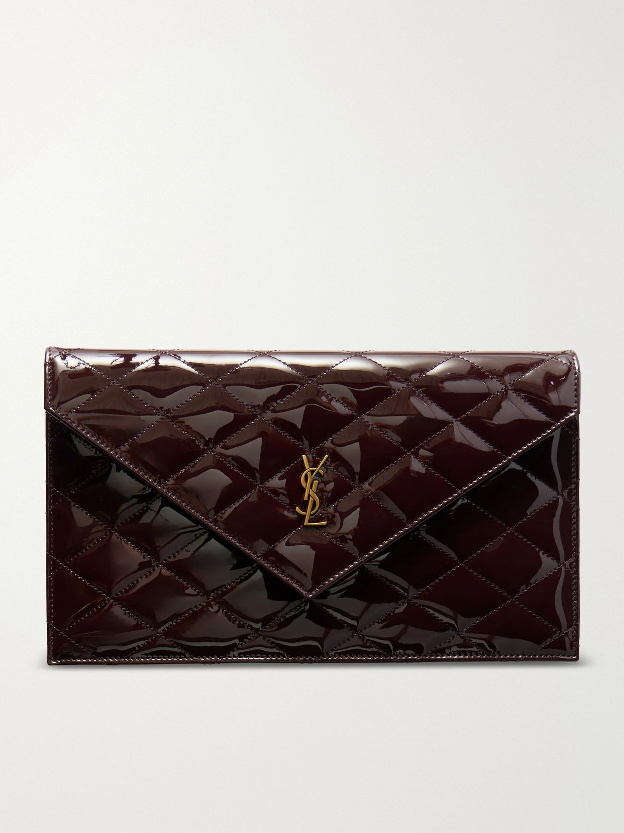 Paris Matelassé patent-leather clutch