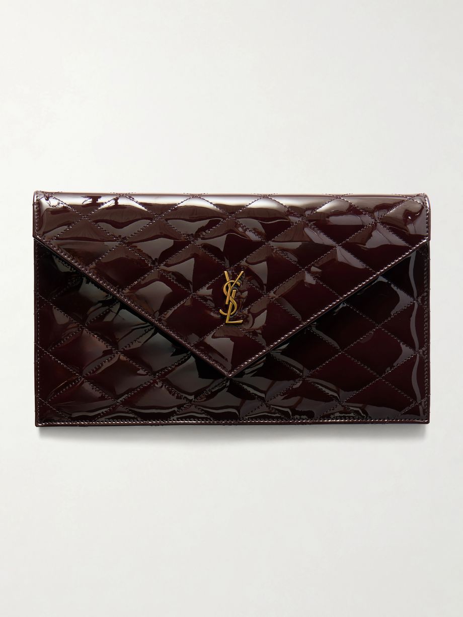 Paris Matelassé patent-leather clutch