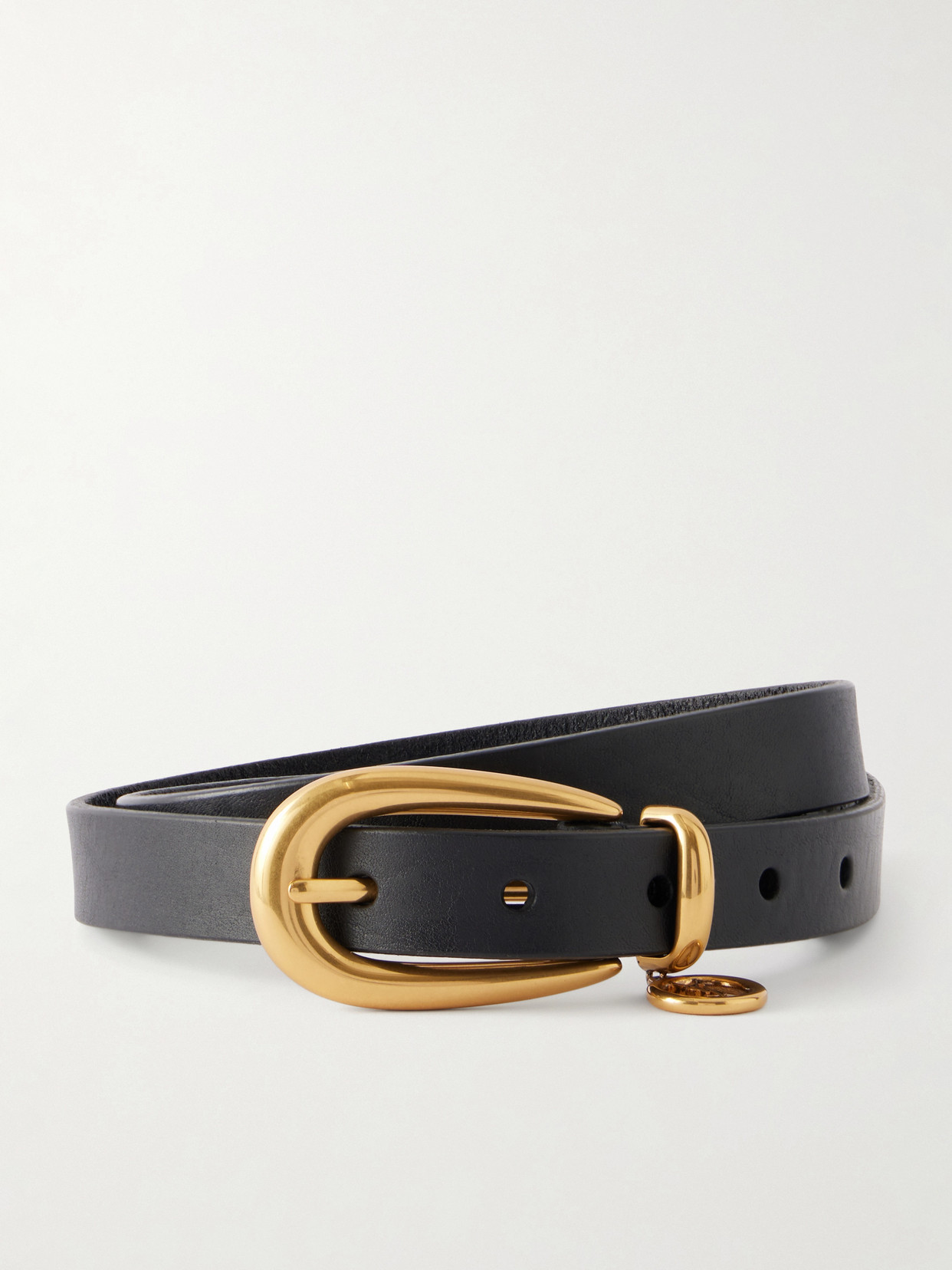 SAINT LAURENT - Cassandre-embellished Leather Belt - Black