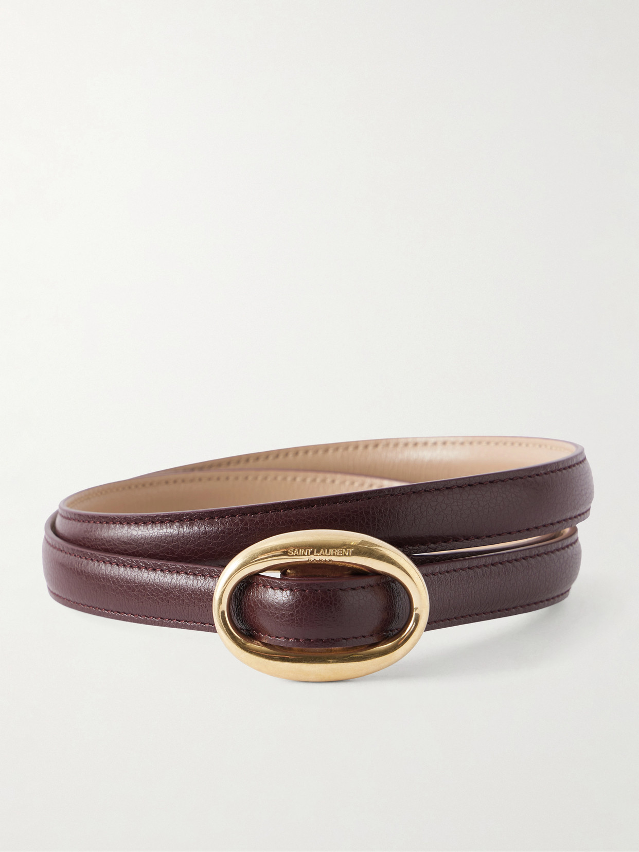 SAINT LAURENT - Leather Belt - Burgundy