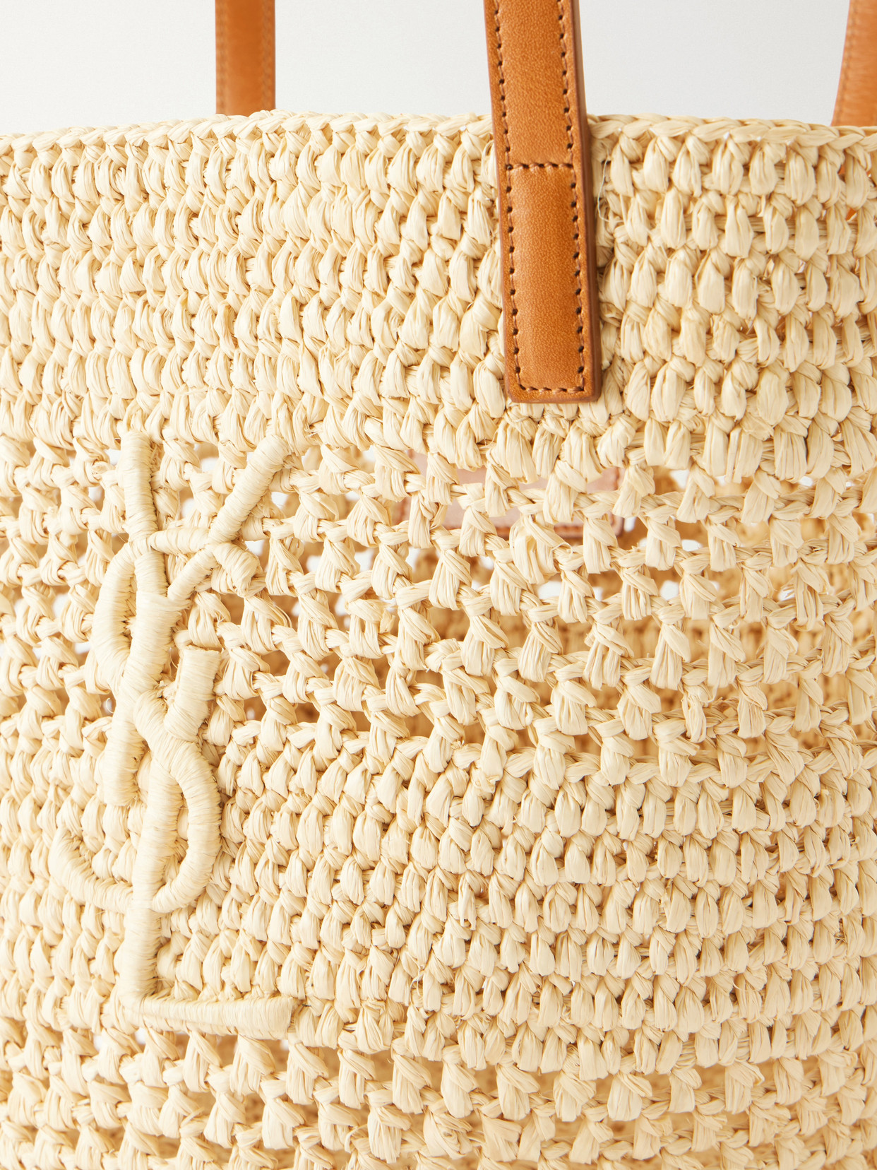 Panier Small Leather-Trimmed Raffia Tote