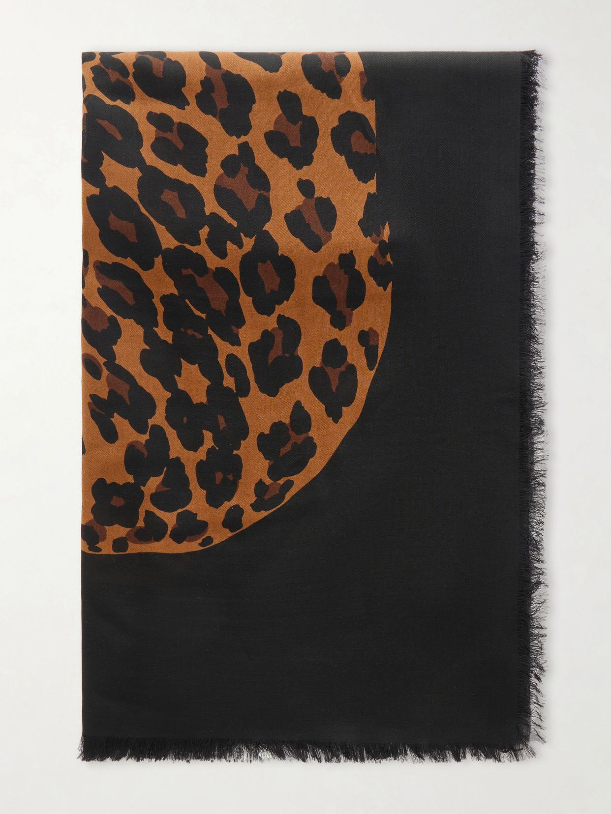 grand carre animal print fringed wool scarf