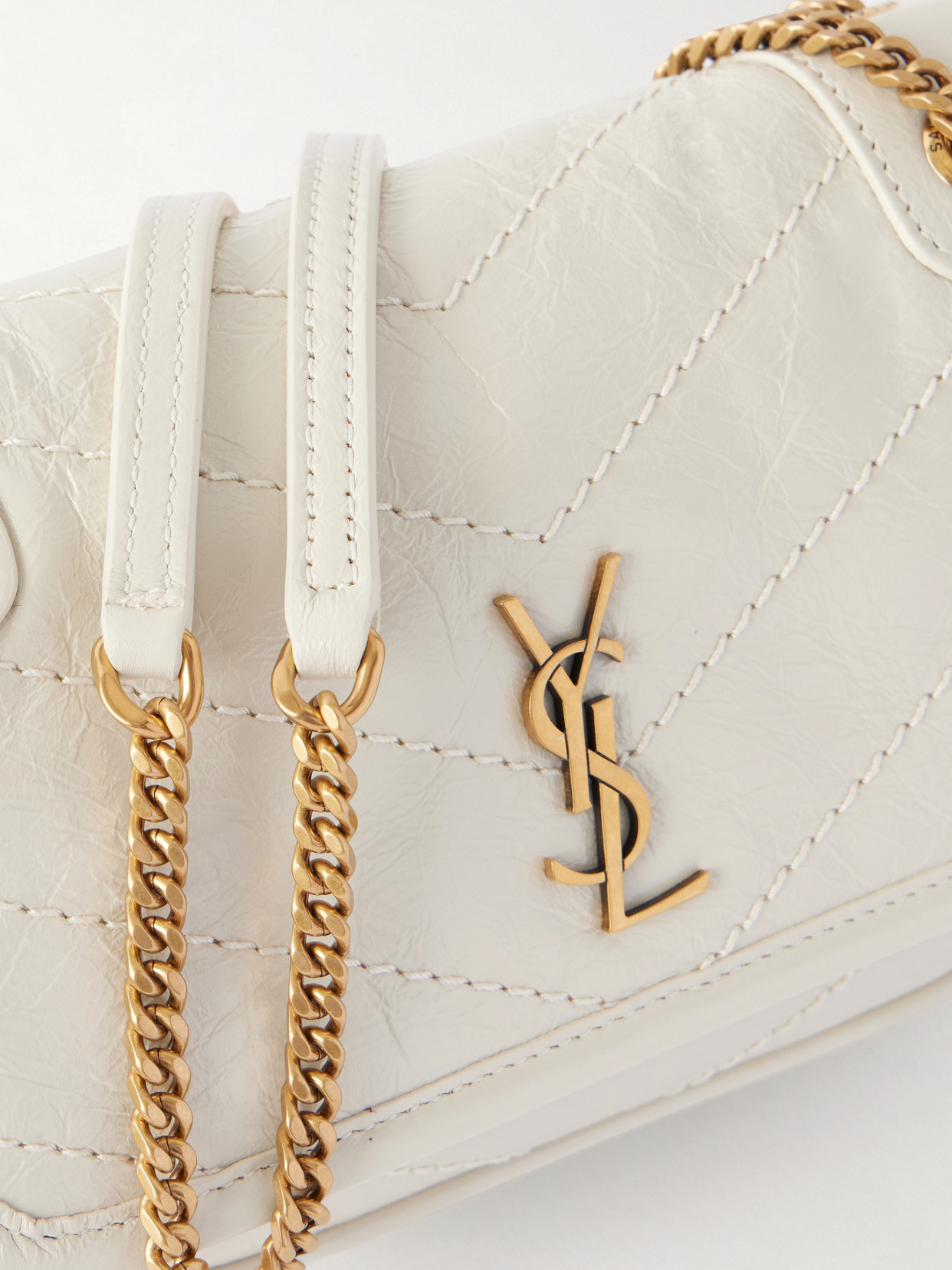Niki Mini Cassandre-Embellished Crinkled-Leather Shoulder Bag