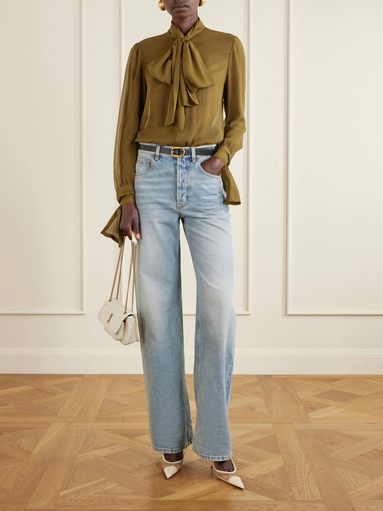 Niki Mini Cassandre-Embellished Crinkled-Leather Shoulder Bag