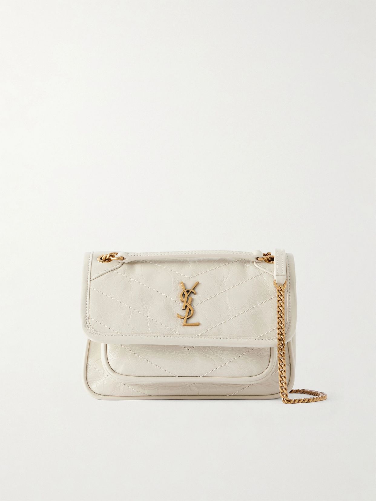 Niki mini Cassandre-embellished crinkled-leather shoulder bag