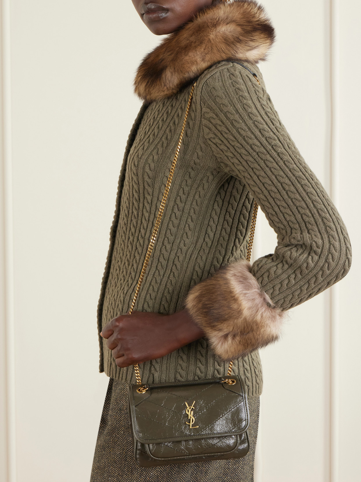Niki Mini Crinkled-Leather Shoulder Bag