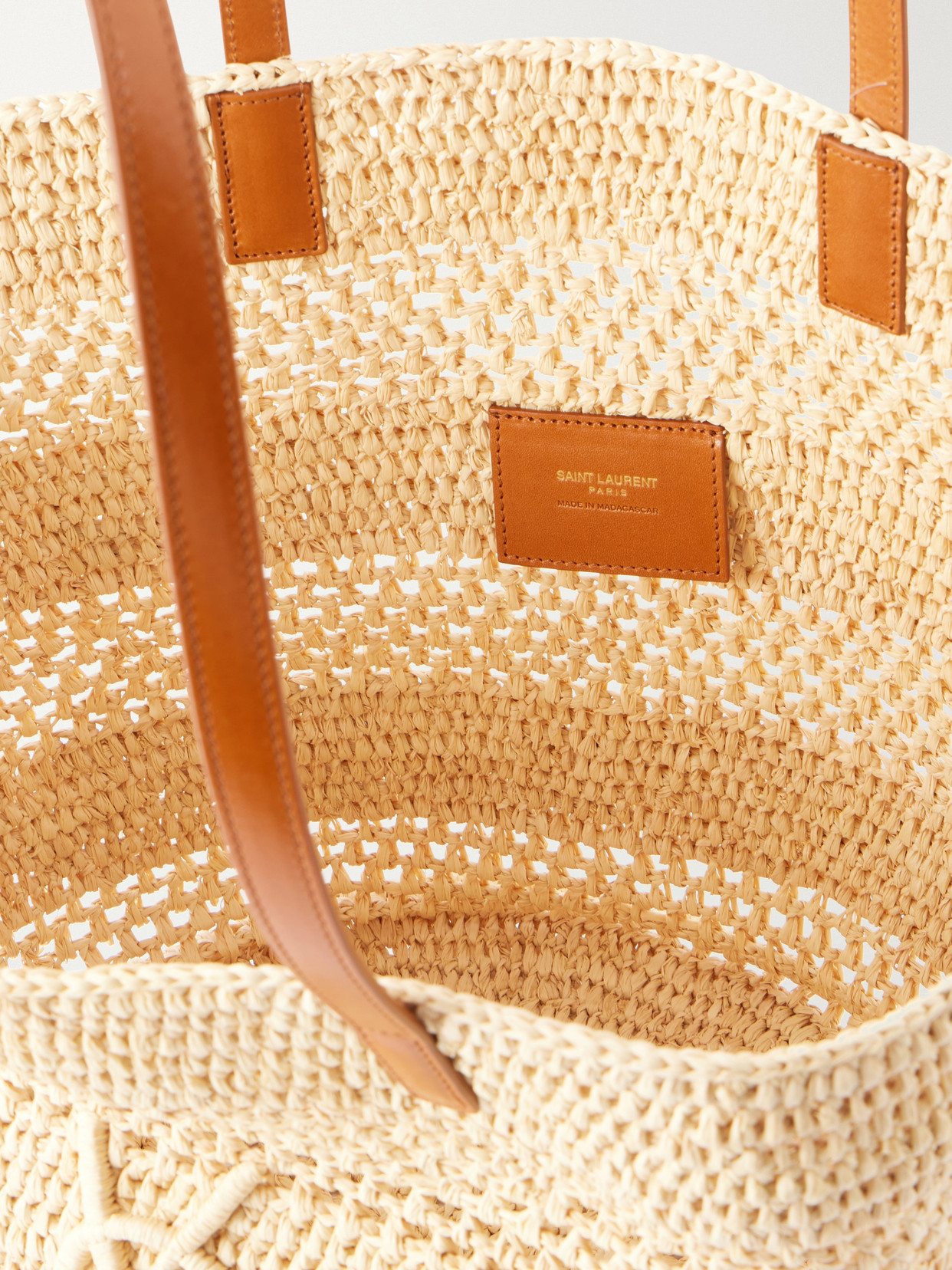 Panier Large Leather-Trimmed Raffia Tote