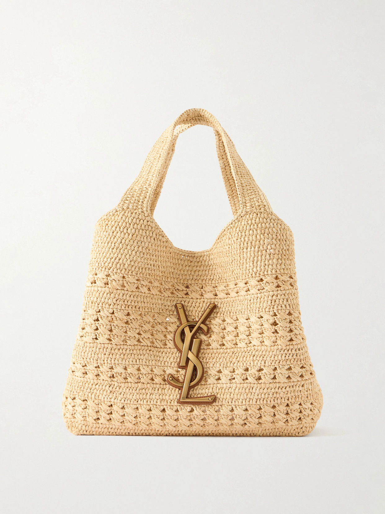 Icare Medium Logo-Appliquéd Raffia Tote