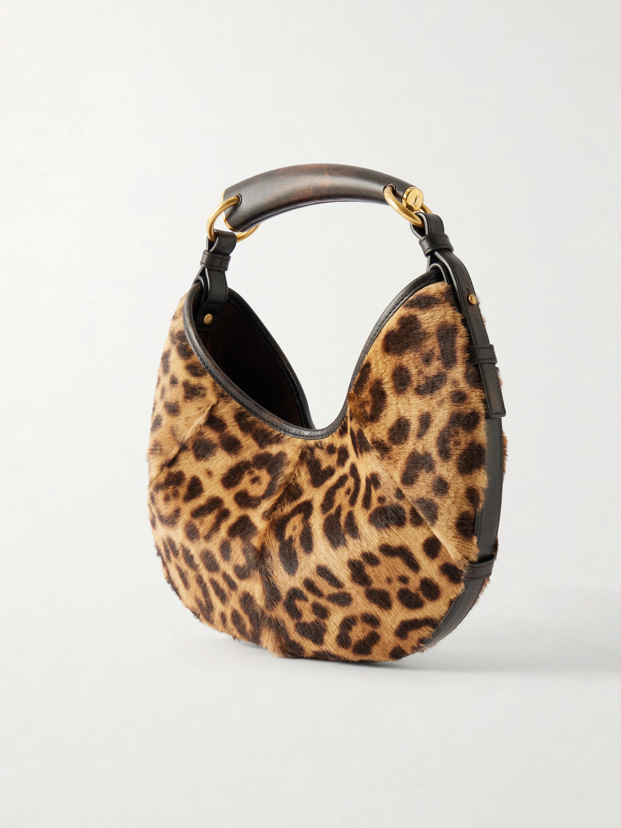 Mombasa Leather-Trimmed Leopard-Print Pony Shoulder Bag