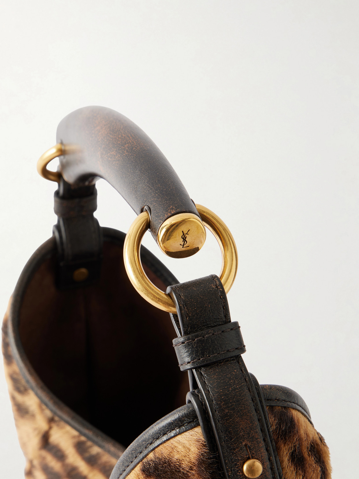 Mombasa Leather-Trimmed Leopard-Print Pony Shoulder Bag