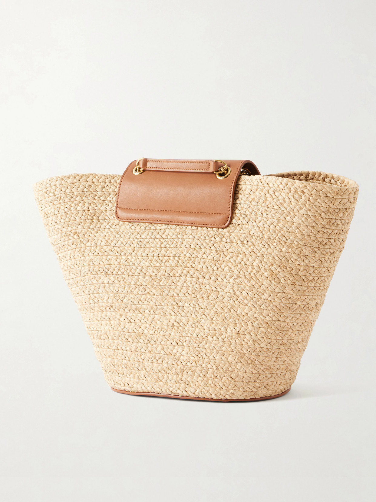 Panier Leather-Trimmed Raffia Tote
