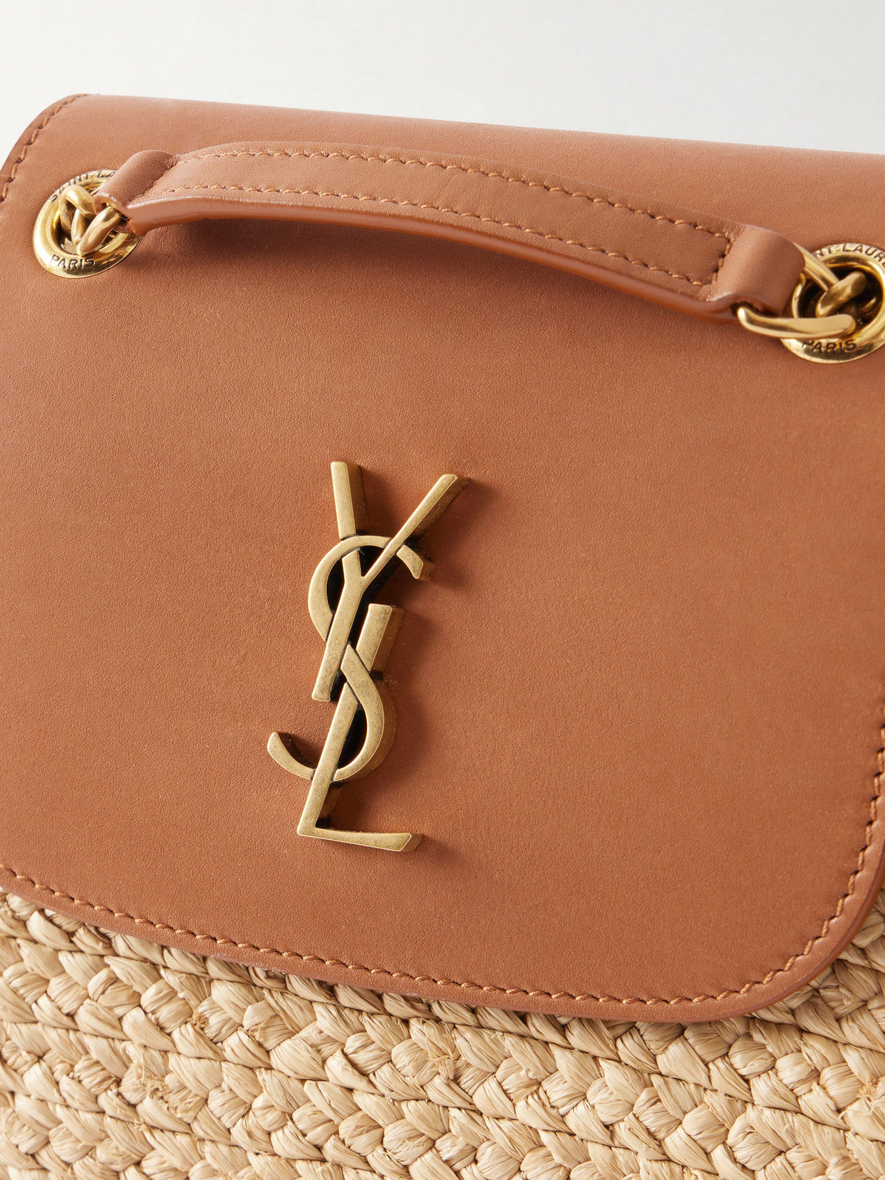 Panier Leather-Trimmed Raffia Tote