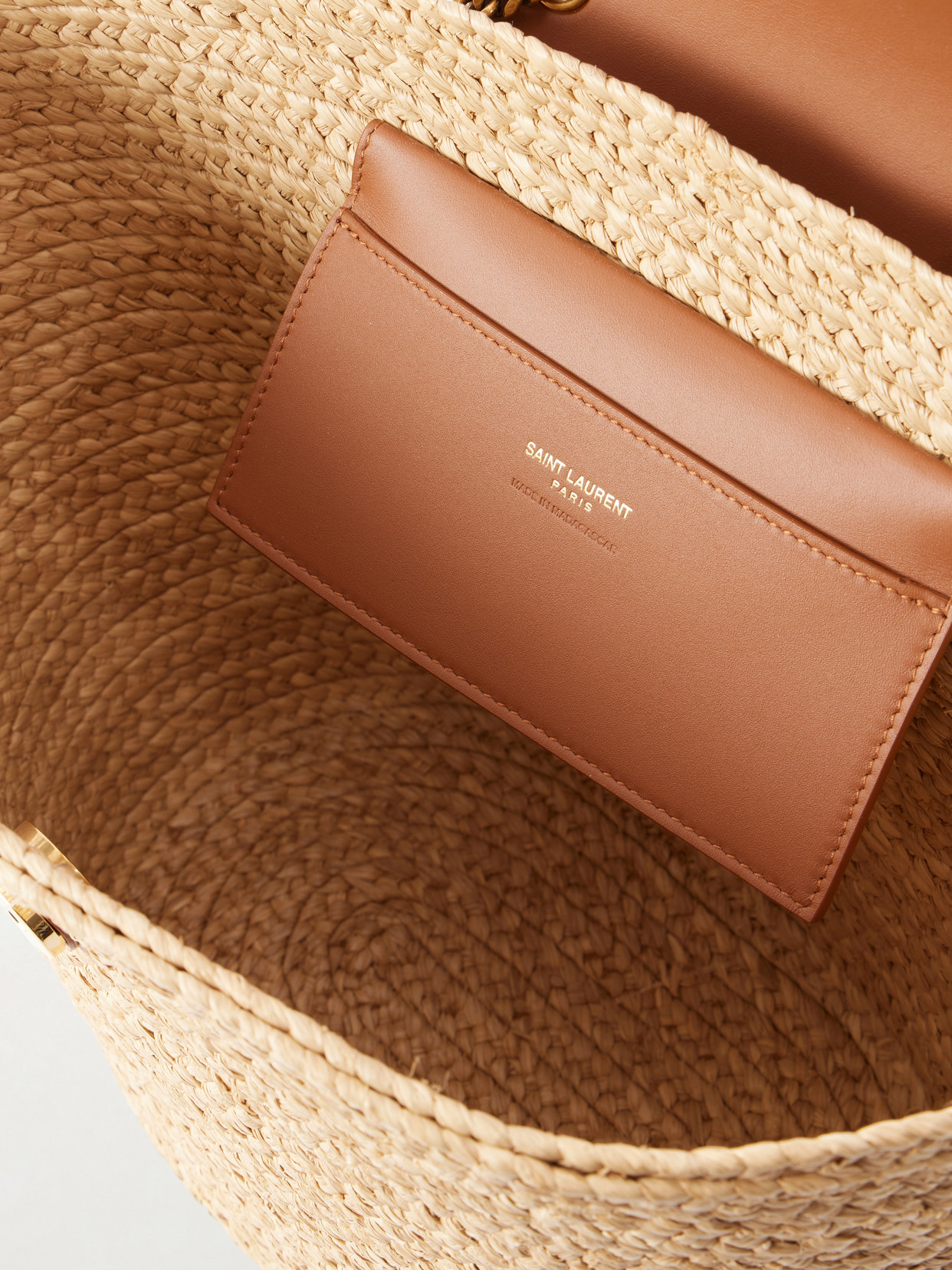 Panier Leather-Trimmed Raffia Tote