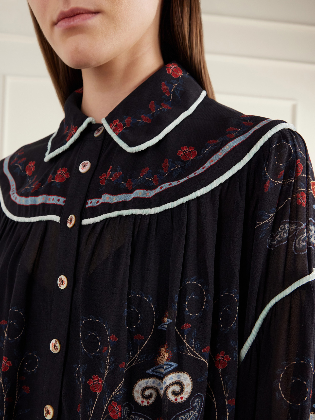 Nikita Printed Gathered Georgette Shirt