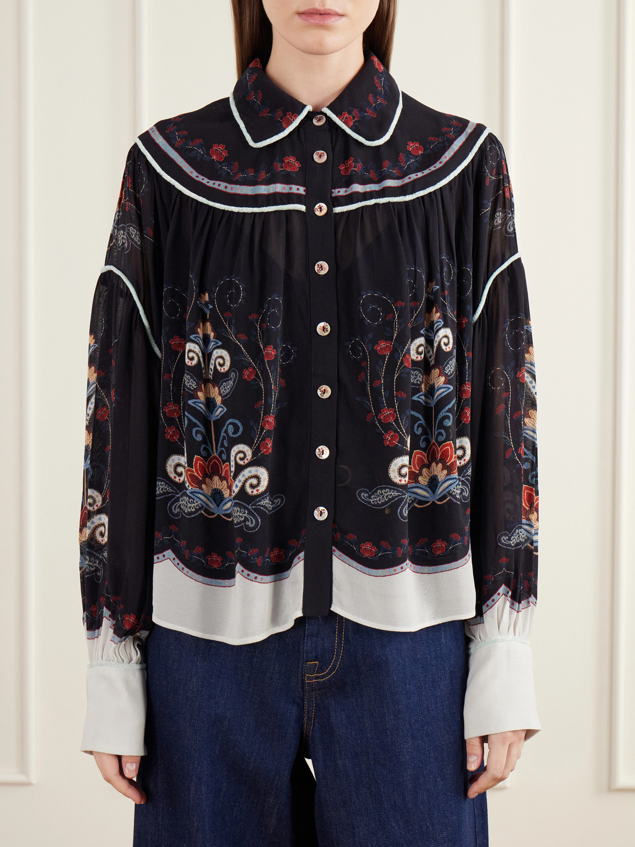 Nikita Printed Gathered Georgette Shirt